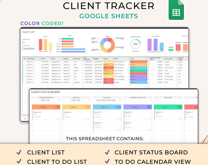 Client Tracker Spreadsheet | Google Sheets | Small Business Template ...