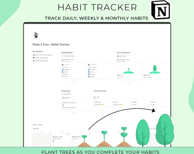 Tree Tracker Pdf Plant A Tree Notion Habit Tracker, Goal Planner (digital Download) - Etsy