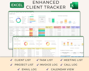 Excel Client Tracker, Small Business Template, CRM Dashboard, Excel Business Tracker, Business Planner Business Spreadsheet, Lead Tracker