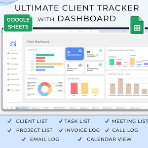 Monitoraggio clienti, dashboard CRM, modello per piccole imprese, Fogli Google, monitoraggio aziendale, foglio di calcolo per pianificatore aziendale, monitoraggio dei lead