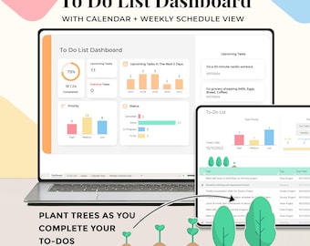 Excel To Do List Template Dashboard, Daily Checklist, Bucket List or Todos, Goal Planner