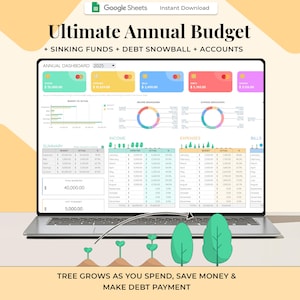 Ultimate Annual Budget Spreadsheet Google Sheets Budgeting, Paycheck Budget Planner, Monthly Budget Template, Income and Expense Tracker