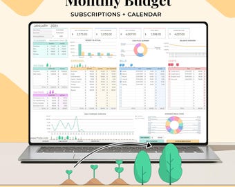 Monthly Budget Spreadsheet, Google Sheets, Budgeting Financial Planner, Paycheck Budget, Savings, Bill, Expense Tracker