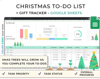 Kersttakenlijst en cadeautracker: Google Spreadsheets (digitale download)