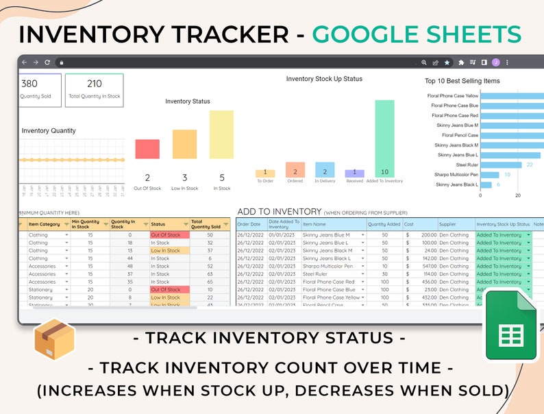 Inventory Tracker Spreadsheet Google Sheets Inventory Etsy Canada