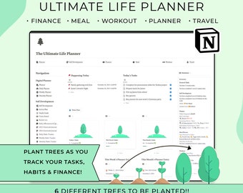 Notion Life Planner Template, ADHD, Habit & Finance Tracker, To Do List, Meal Planner, Workout