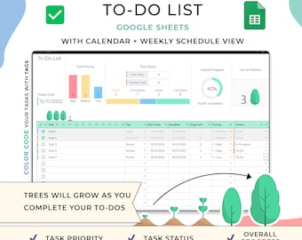 To Do List Template, Google Sheets Spreadsheet, Daily To Do, Digital, Checklist Template, Editable, Custom Todo List, Bucket List Template