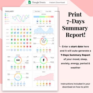 Hoja de cálculo digital para el seguimiento del estado de ánimo, plantilla de Hojas de cálculo de Google, seguimiento diario del estado de ánimo, diario del estado de ánimo, gráfico del estado de ánimo, seguimiento de sentimientos y emociones, registro del estado de ánimo imagen 2