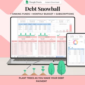 Debt Payoff & Monthly Budget Tracker, Google Sheets, Debt Snowball Spreadsheet, Bill, Debt Tracker and Budget Planner, Paycheck Budget Sheet