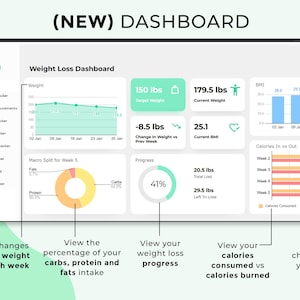 Weight Loss Tracker, Body Measurement Tracker, Macro Tracker, Food Tracker, Weight Loss Journal Digital, Weightloss Planner, Calorie Tracker image 2
