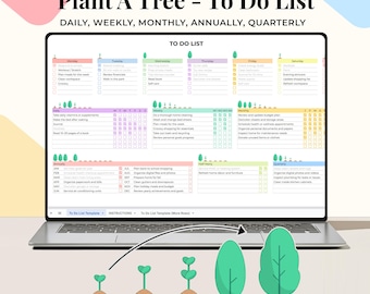 Digital To Do List Template, Google Sheets Spreadsheet, Daily To Do, Daily Checklist Template, Todo List, Task Manager, Goal Planner Tracker