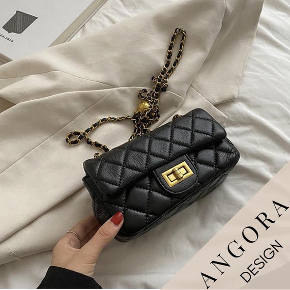 Chanel Mini Square Flap Bag Black Lambskin Light Gold Hardware