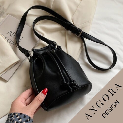 Mini Leather Bucket Bag Minimal Bucket Shoulder Bag Leather Etsy