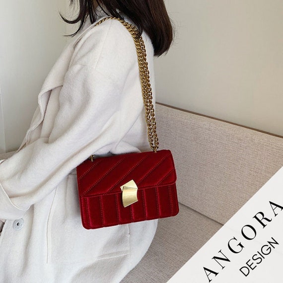 Velvet Classic Designer Shoulder Bag With Chain Strap Luxury