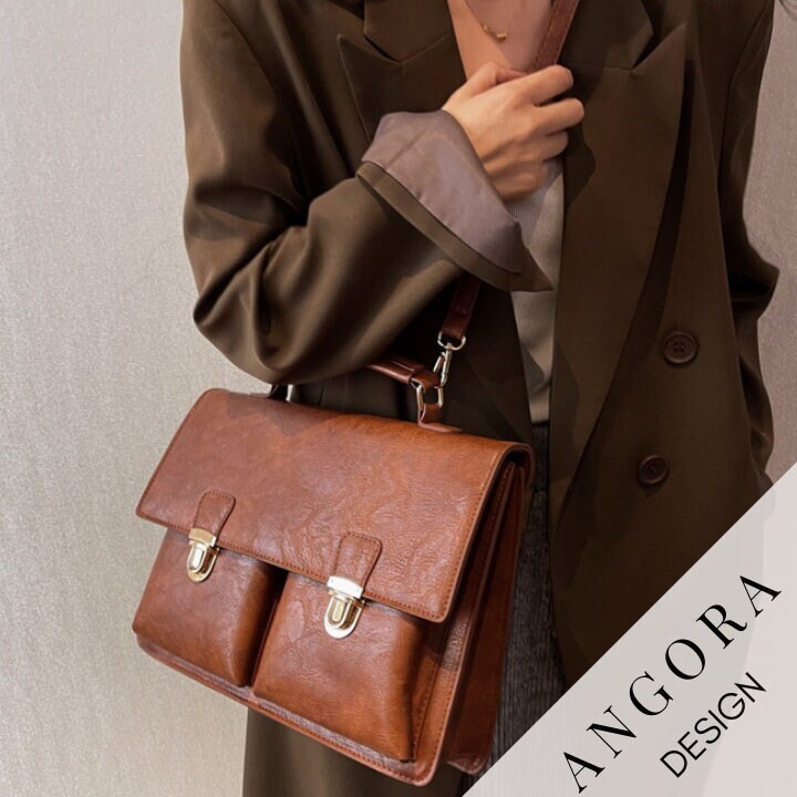 Vegan sales leather briefcase