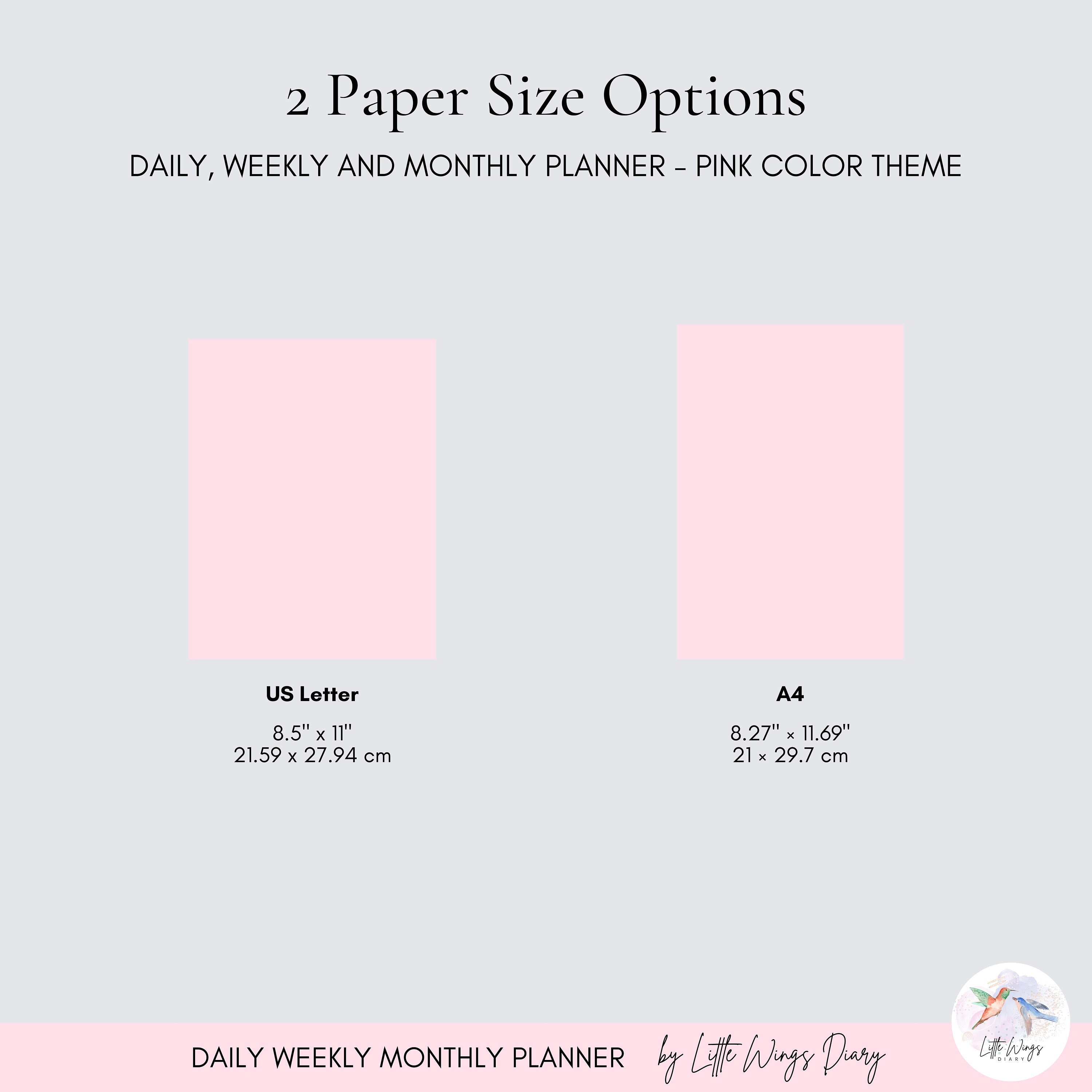 Printable Pink Daily Weekly Monthly Planner Hourly to Do Day Organizer ...
