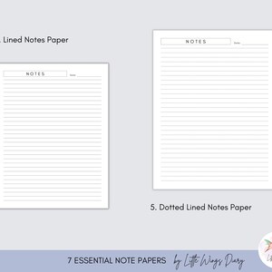 7 Essential Note Papers Bundle Printable Pages Planner Binder Journal ...