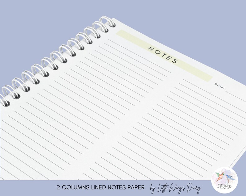 Two Ruled Note Print 2-column Lined Notes Paper Printable, US Letter, A4, A5 (PDF Download ...