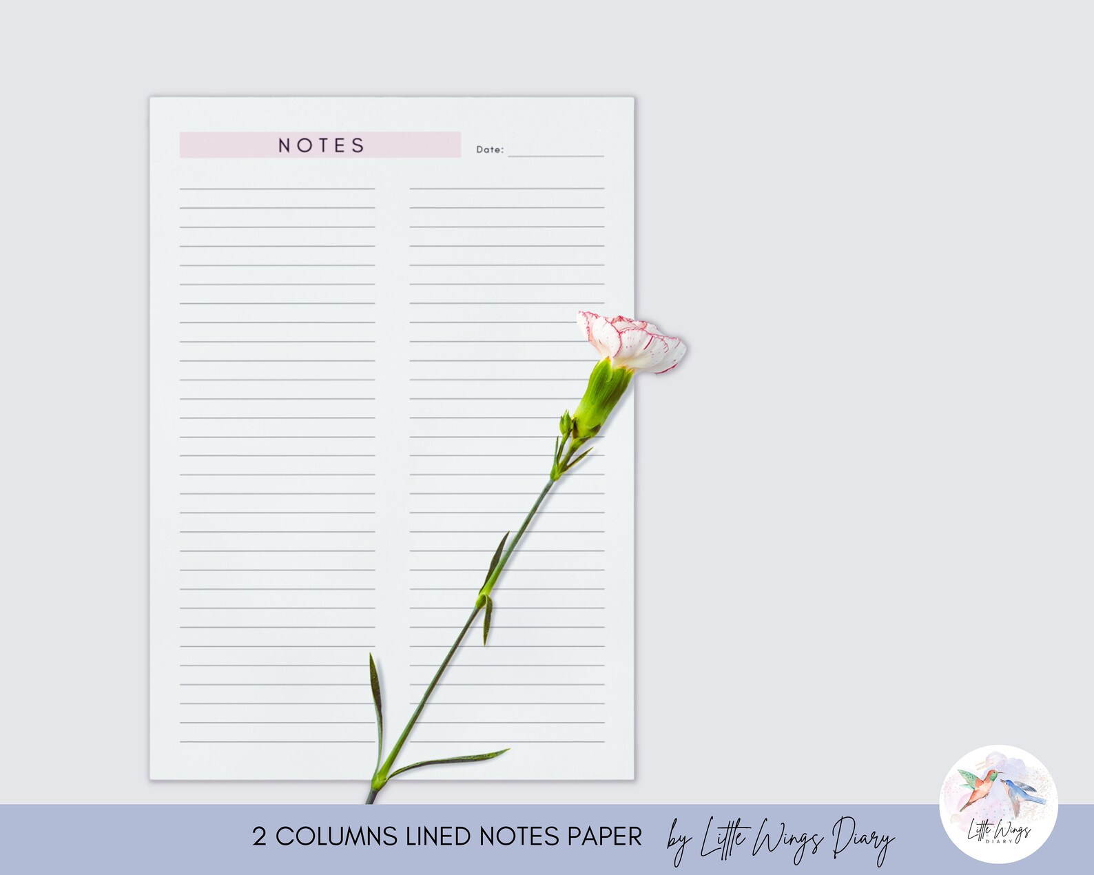 2-column Lined Notes Paper Printable, US Letter, A4, A5 (PDF Download ...