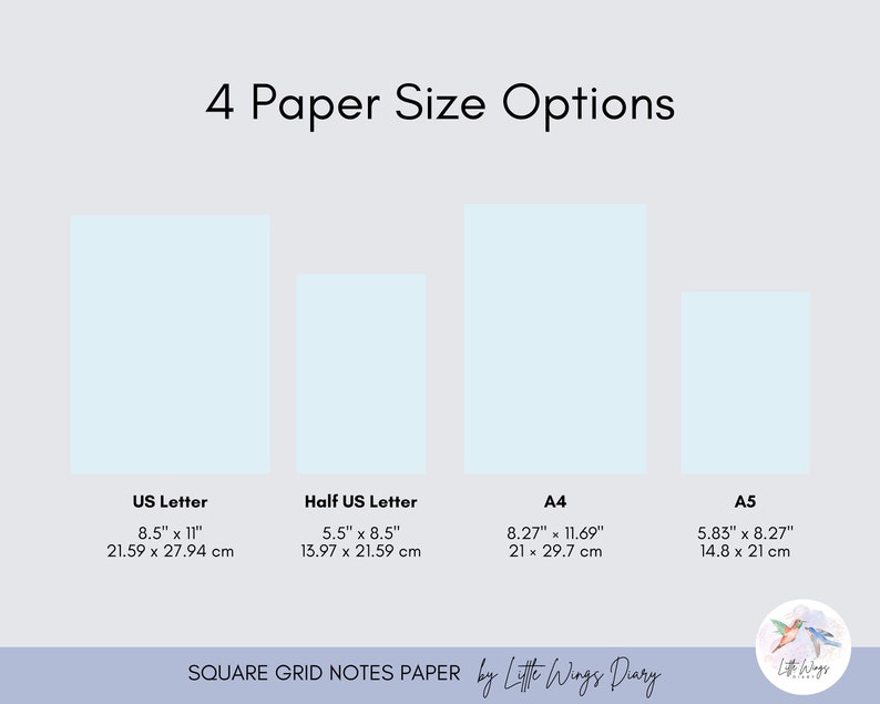 Square Grid Notes Paper Printable: Pastel Theme, US Letter A4 A5 (PDF ...