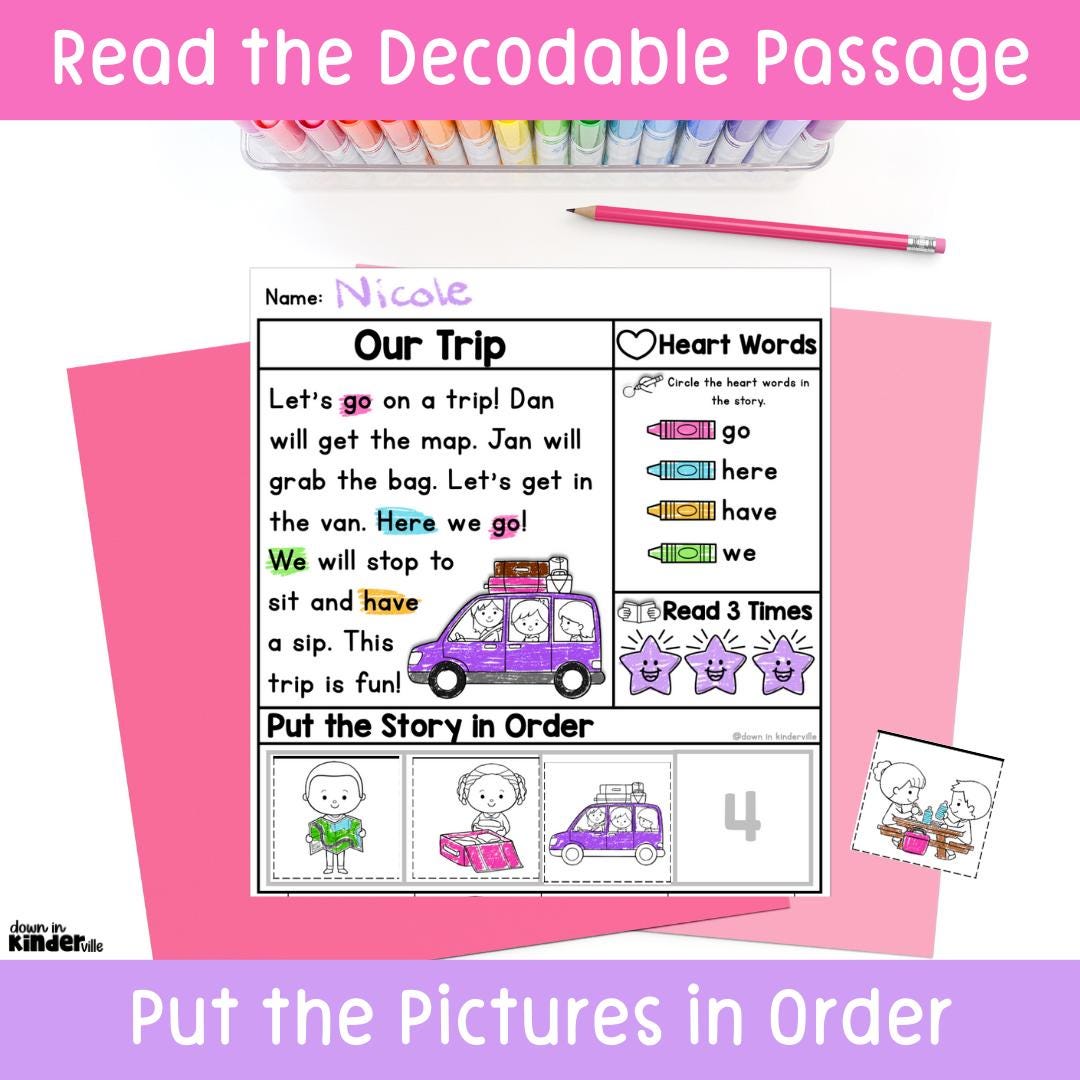 CVC Words Decodable Phonics Reading Passages - Comprehension & Retell ...