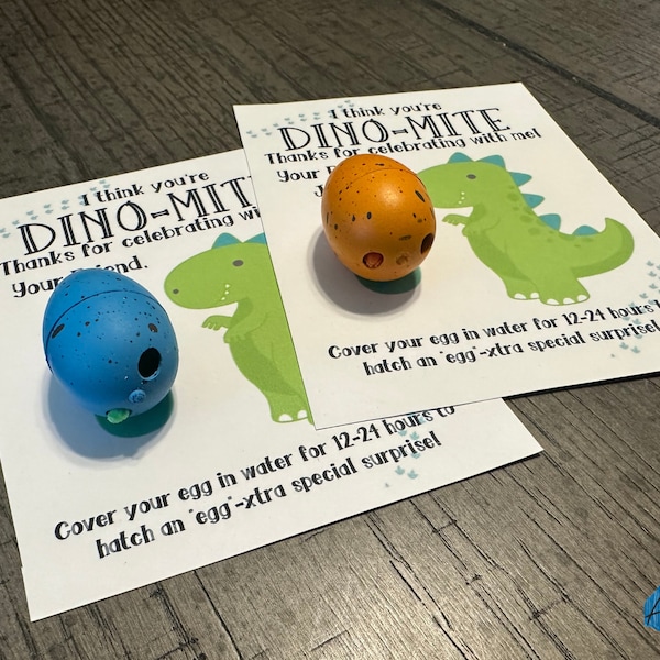 Dinosaur Egg Hatching Party Favor, Dino-mite Card, Custom Printed Party Favor, Classroom Birthday Party, Dinosaur Theme