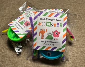 Build Your Own Monster Kits, Halloween Party Favors for Kids, Fidget Toy Gift, Trick or Treat, Non-Food Treat, Personalized Labels