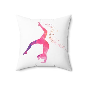 gymnastics throw pillow, gymnastics bedroom decor, gifts for gymnastics, throw pillow, gifts for her, gymnast gifts, gymnastics pillow