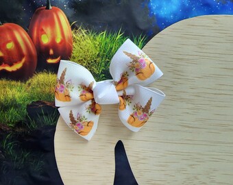 Unicorn pumpkin hair bow, Fall hair bow, Pumpkin hair bow,