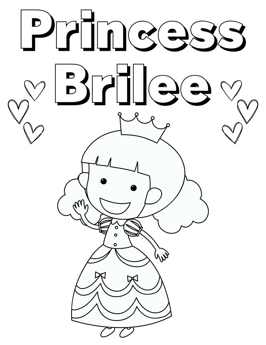 Personalized Coloring Sheet, Princess Coloring Sheet, Coloring Pages