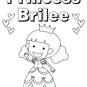 Personalized coloring sheet, Princess coloring sheet, coloring pages, personalized coloring page