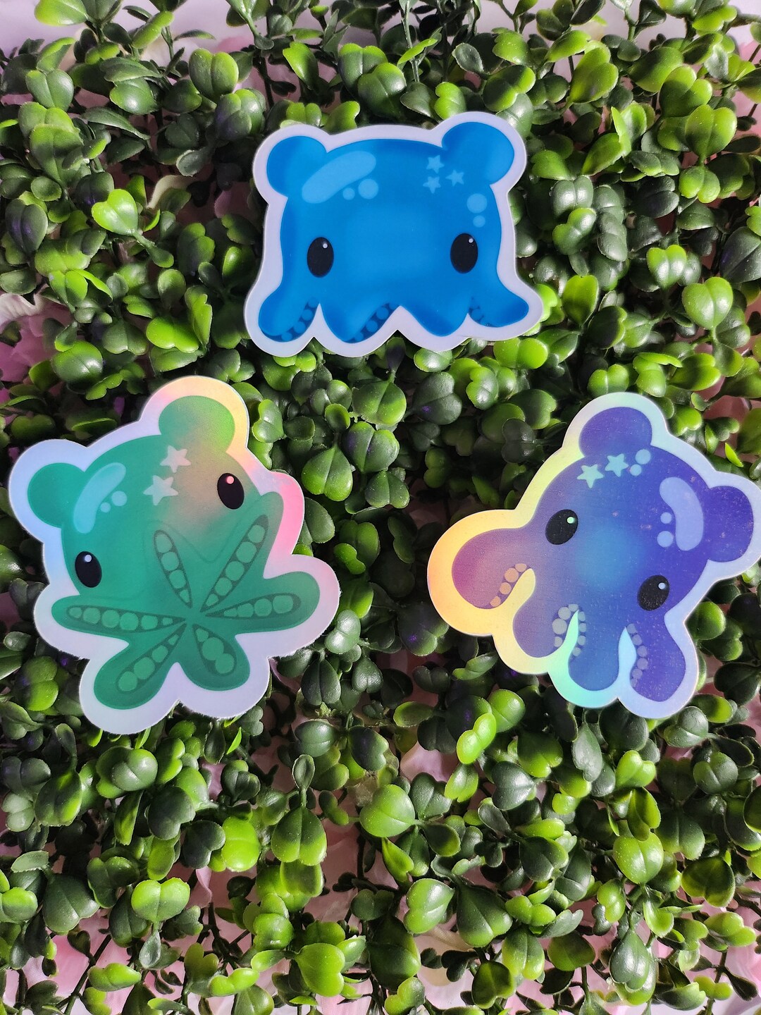 Kawaii Squids Sea Creatures Vinyl Sticker With Holographic Laminate - Etsy