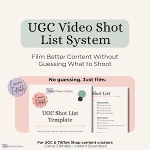 UGC-systeem voor video-opnamelijsten | TikTok-contentplanner | Canva-sjabloon (digitale download)