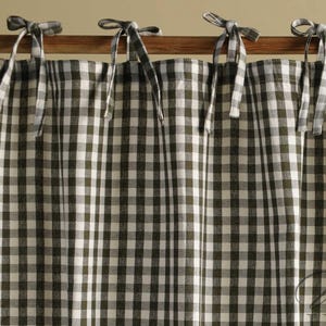Bohemian Gingham Curtains Gauze Checkered Pattern Linen Window Treatments Curtain Panel Drapes for Bedroom & Living Room