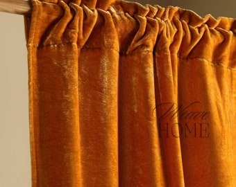 Cortina de terciopelo amarillo para sala de estar, dormitorio, cortina tipo cabaña, suave y pesada, cenefa (1 panel)