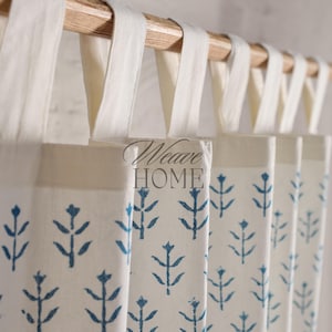 Rideau bohème printanier imprimé à la main (2 panneaux) - Rideau décoratif pour chambre à coucher, cuisine, salle de bain, bureau