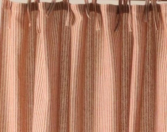 Ticking Stripe Gauze Linen Stripe Curtains Maroon Base 2 Panel Drapes for Bedroom Living Room Curtains Window Treatments
