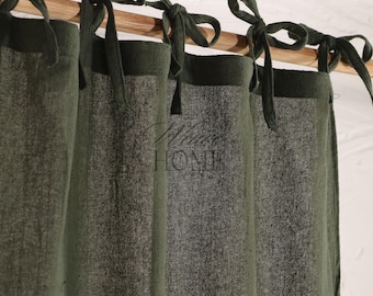 Olive Green Curtains Gauze Linen Fabric Drapery Door Window Valance 11 Color Options.