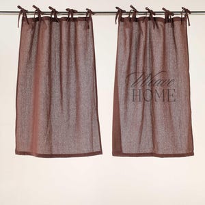 Bohemian Curtains Short Café Curtains Gauze Linen Fabric Kitchen Curtains, ONE PANEL Bathroom Shower Window Curtain