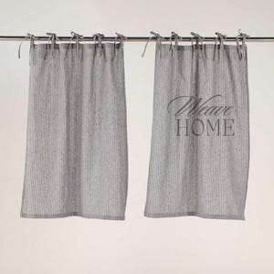 Bohemian Short Cafe Curtain Gauze Linen Fabric Black Base Kitchen Curtains, ONE PANEL Bathroom Shower Curtains