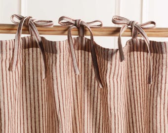 Gauze linen STRIPE CURTAIN Drapes Types of 3 Heading Vertical Stripe Gauze Linen Curtains Set of 2.