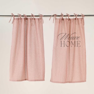 Small Size Cafe Curtains Gauze Linen Fabric Maroon Base Kitchen Curtains, ONE PANEL Bathroom Shower Curtains
