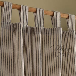 Boho Gauze Linen Striped Curtain Drapes Valance Window Extra Long Door Stripe Curtain Set of 2