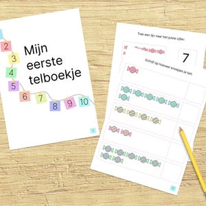 Learning to recognize numbers up to 10 - first counting book - Dutch NL - primary school children toddlers - worksheets PDF