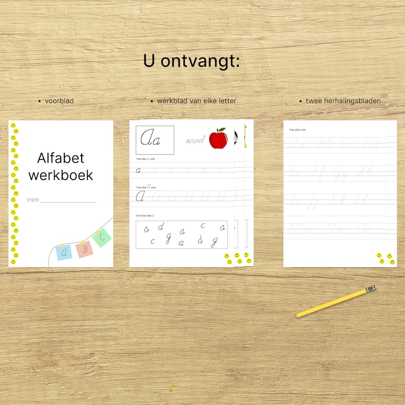 alfabet letters leren schrijven Nederlands NL basisschool kinderen groep 3, kleuters werkbladen PDF afbeelding 2