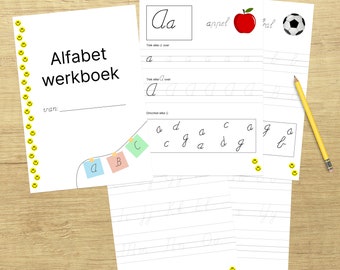 alfabet letters leren schrijven Nederlands NL - basisschool kinderen groep 3, kleuters - werkbladen PDF