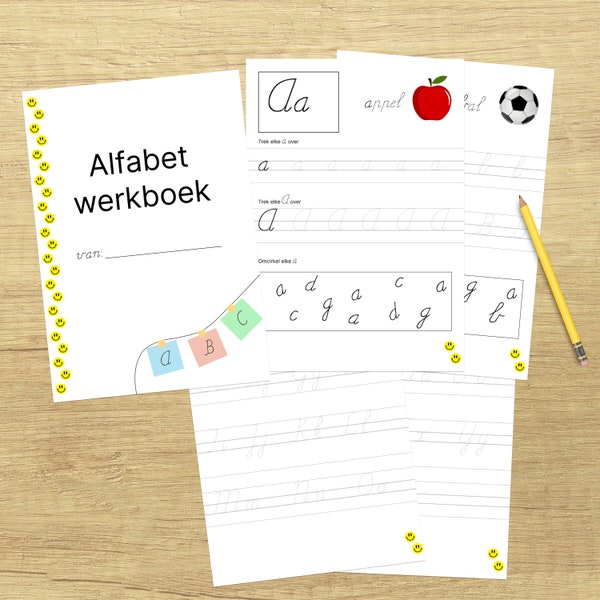 learn to write alphabet letters Dutch NL - primary school children group 3, toddlers - worksheets PDF