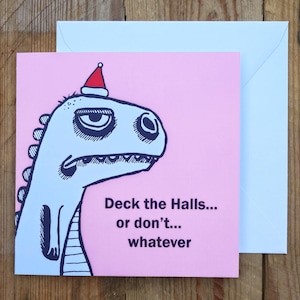 Carte de Noël dinosaure - design exclusif original - design dessiné à la main - carte de Noël de tout âge - T Rex - carte d'anniversaire drôle