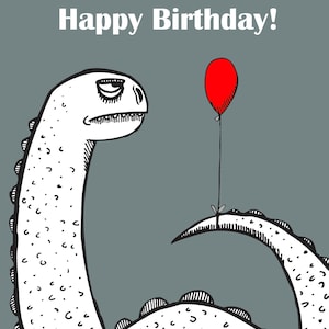 Carte d'anniversaire dinosaure - design exclusif original - design dessiné à la main - carte d'anniversaire pour tout âge - brachiosaure - carte d'anniversaire drôle