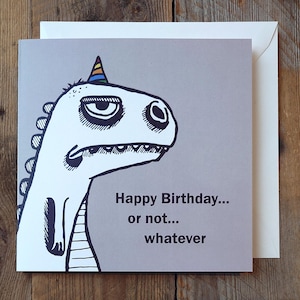 Carte d'anniversaire drôle de dinosaure - conception exclusive originale - conception dessinée à la main - carte d'anniversaire de tout âge - T Rex - carte d'anniversaire drôle